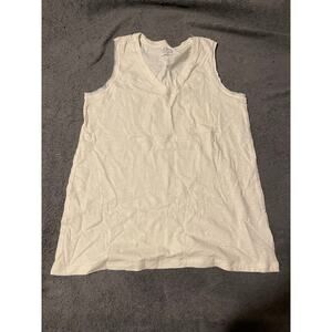 Time and Tru Tank Top Womens S CH 4-6 V-Neck Pocket Ivory Sleeveless